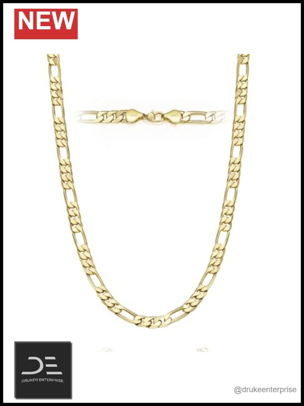 Gold Figaro Chain Necklace Unisex 18-24 Inch 6mm/8mm